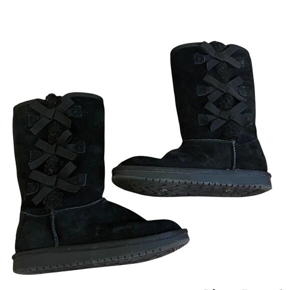 Koolaburra by Ugg Kids Victoria Tall Boot Black Size 2 - Picture 1 of 6